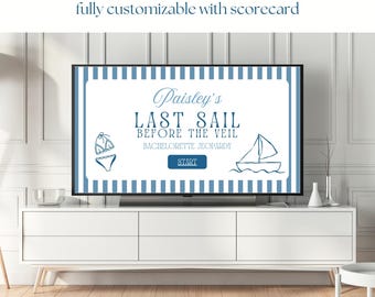 Bachelorette Jeopardy Game: Last Sail Before the Veil | Nautical Boat Party Trivia, Editable Canva Template (Digital Download)