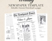 Wedding Newspaper Program Template: Customizable Canva Design (17"x11")