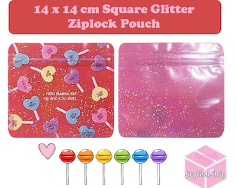 14 cm * 14 cm pochettes zippées bling scintillantes sacs carrés zippés emballage postal refermable refermable