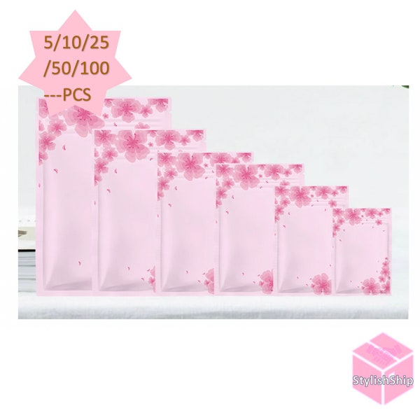 BIG SIZE available!!! Cherry blossom Japanese flower matte ziplock pouch mailing packaging bag resealable reclosable