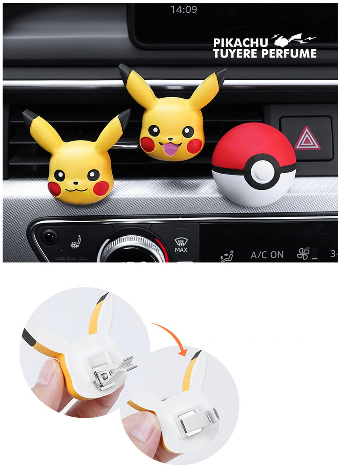 Car Vent Clip Decor Pikachu Pokemon Air Fresheners Perfume Fragrance
