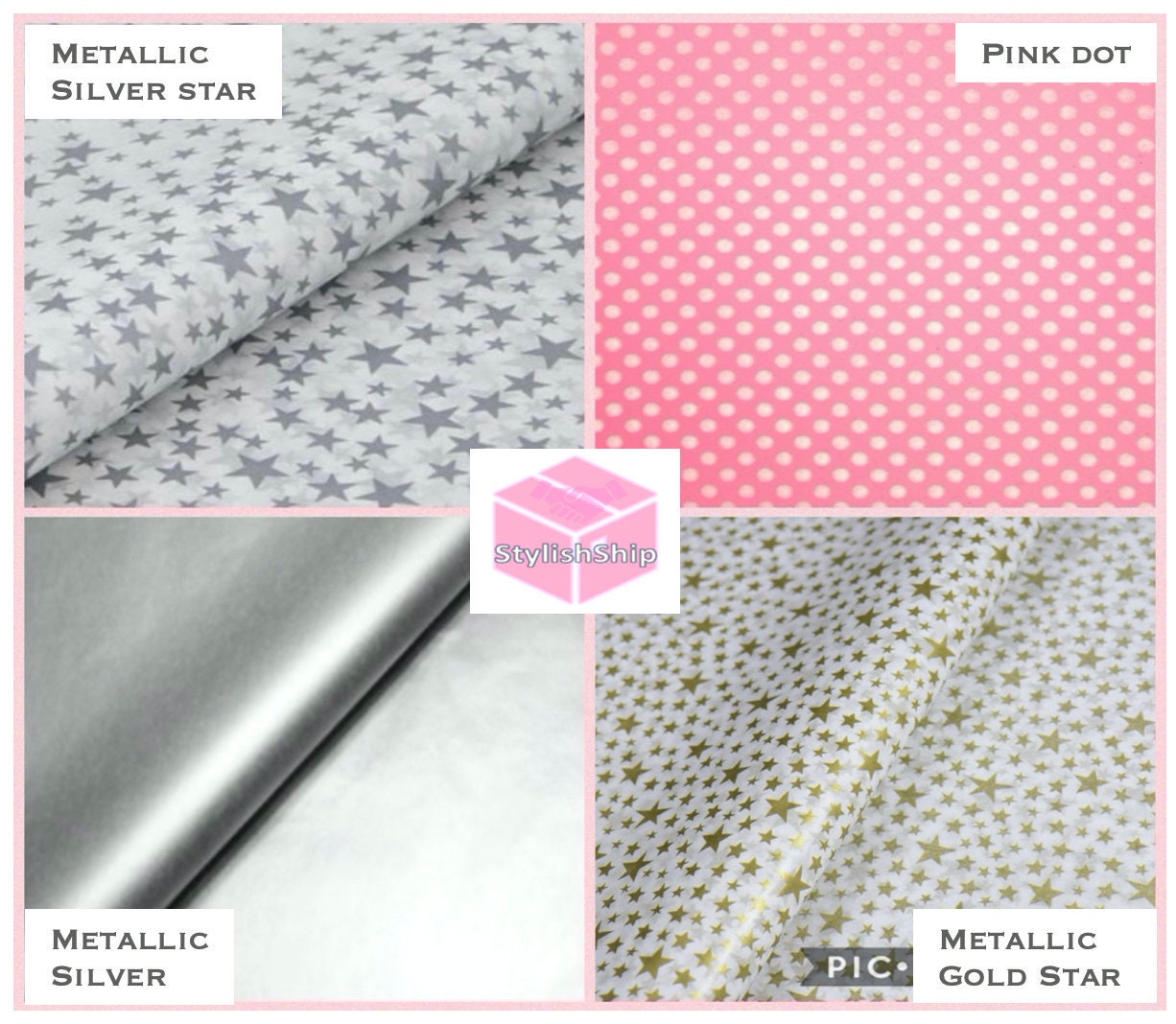 20/50/100 Sheets Premium Tissue Paper Acid Free Metallic Silver Star