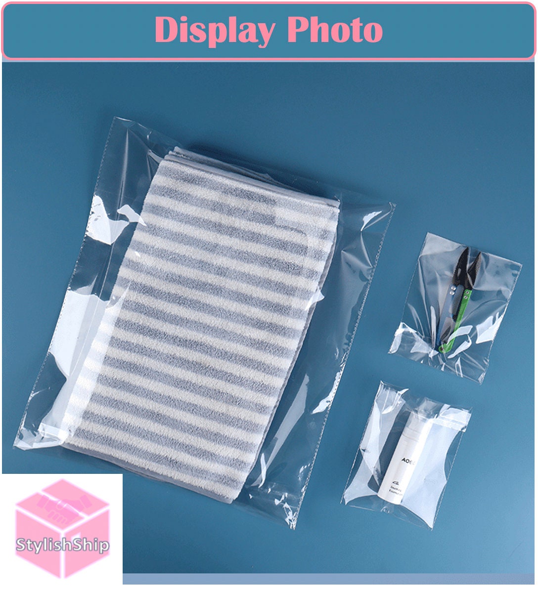 100pcs - 80um Cello Bag BOPP Plastic Bags Self Seal Adhesive Clear ...