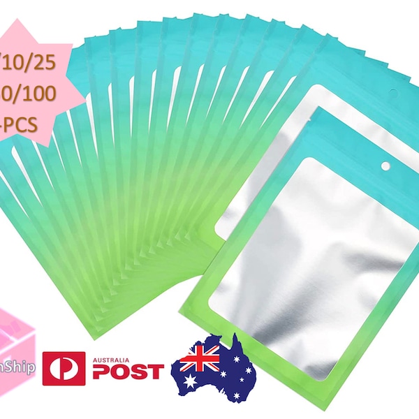 Blue-Green gradient matte ziplock pouch mailing packaging bag resealable reclosable