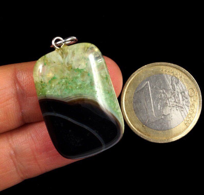 unique Black green druzy agate cabochon stone EA296 for necklace supply for pendant Interesting