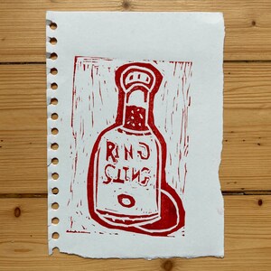 Funny Rude Hot Sauce A5 Lino Prints - Red
