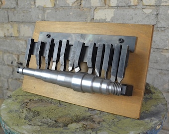 Enlarged Lathe Turning Tools, antique school model: rare original 1950s German educational classroom visual aid scale metalworking demo