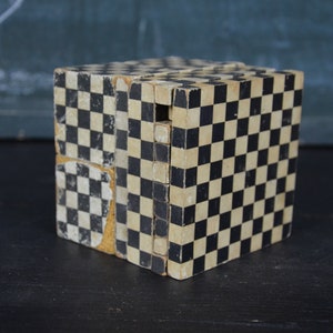 Segmented cube, 1800s geometric shape classroom model: original antique German educational geometry visual aid math science volume vintage