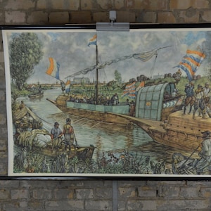 Pays-Bas espagnols, Espagnols en Hollande : tableau mural original de l'école allemande des années 1960 Illustration de l'histoire néerlandaise Armada des Habsbourg des années 1600
