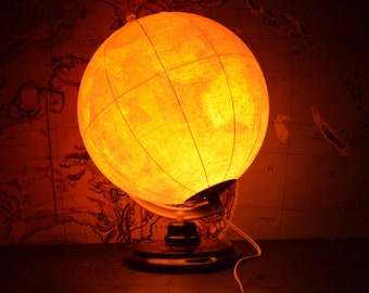 Original LARGE Räth Geology Globe: antique light-up German topographical 1950s rare vintage map hand-made lamp geography ocean currents