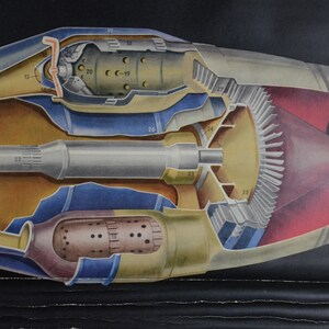 Jet Engine Cutaway: Original Vintage 1960s German Educational School ...