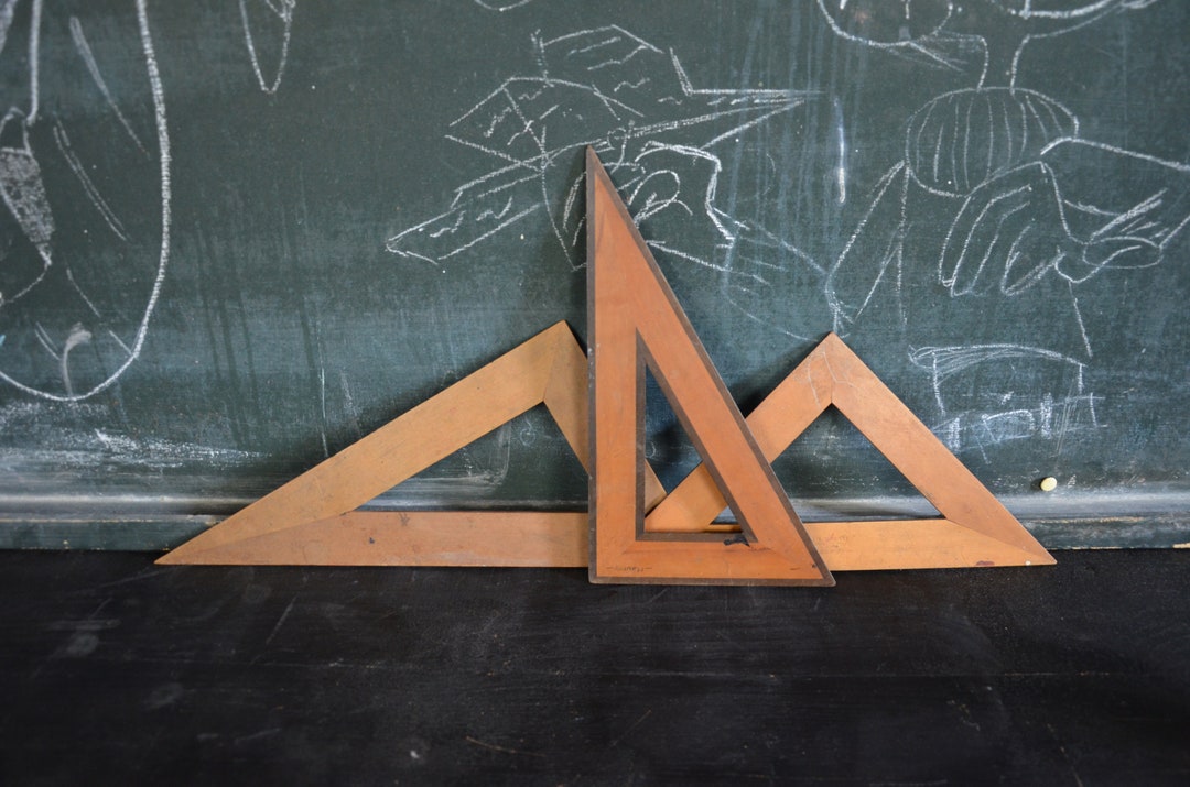 Set of 3 Antique Wooden Geometry Triangle Rulers: Original 1880s French ...