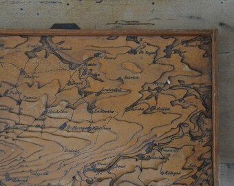 Weimar, Thüringen, Germany: ~1880s impressive 3D map hand-made antique educational model original German school elevation contour lines wood
