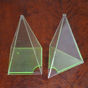 Set 2x Pyramid, acrylic geometric shape classroom model math: original vintage 1980s German educational geometry visual aid math transparent