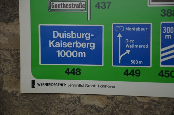 1970 年代の道路標識、アウトバーン、ドイツ: オリジナルのビンテージ