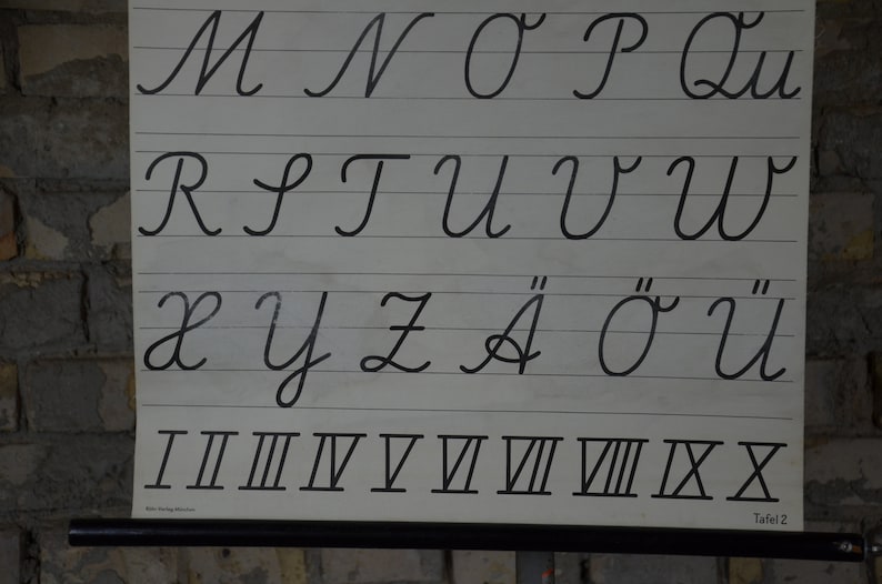 Cursive Alphabet, German Language: Original Vintage 1950s Small School ...