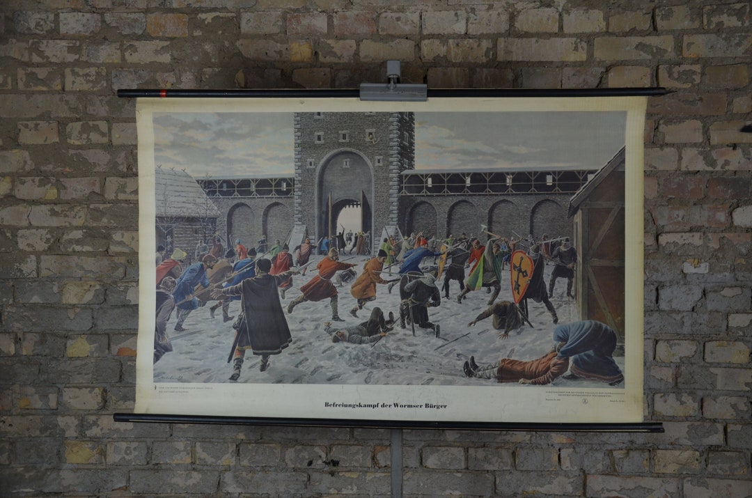 Civil Battle of Worms, Medieval Uprising: Original Vintage German 1950s ...