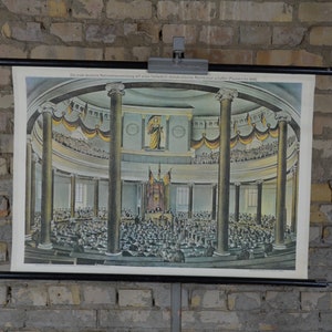 Frankfurter Nationalversammlung, Paulskirche 1848: original Vintage 1960er Jahre Schulplakat Schultafel Druck Geschichte Democ