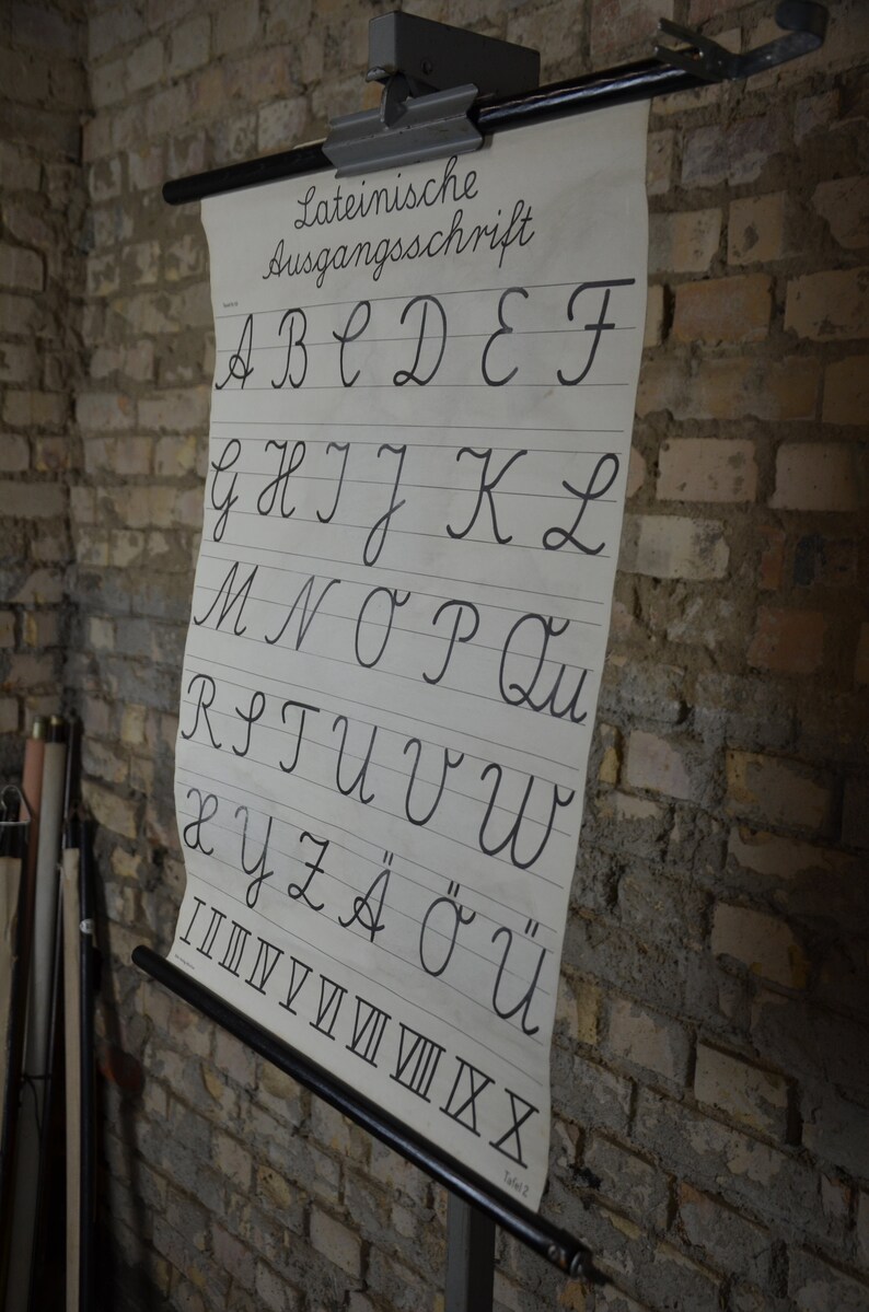 Cursive Alphabet, German Language: Original Vintage 1950s Small School ...