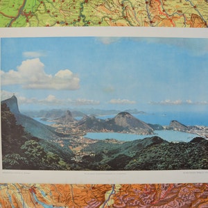 Rio de Jainero, Brasile: originale vintage anni '70 tedesco scuola educativa poster parete carta a colori stampa fotografica Corcovado Cristo Redentor anni '70