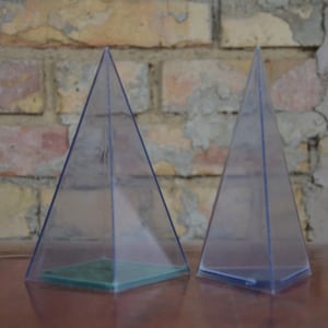 Set 2x Pyramid, acrylic geometric shape classroom model math: original vintage 1980s German educational geometry visual aid math transparent