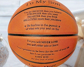 To My Grandson Love you Son Basketball Ball Engraved Gift Birthday Anniversary