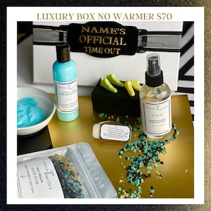 MVP self-care package featuring Sunshine in a bottle Room Spray, Sneaker shaped Wax Melts, lip balm and tension relieving bath soak