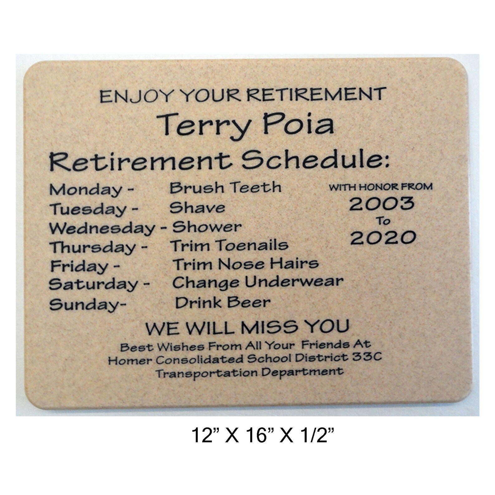 Personalized Retirement Cutting Board 12 X 16 X Etsy