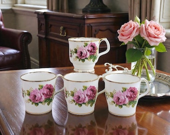 Vintage Royal Albert American Beauty Bone China Coffee Mugs