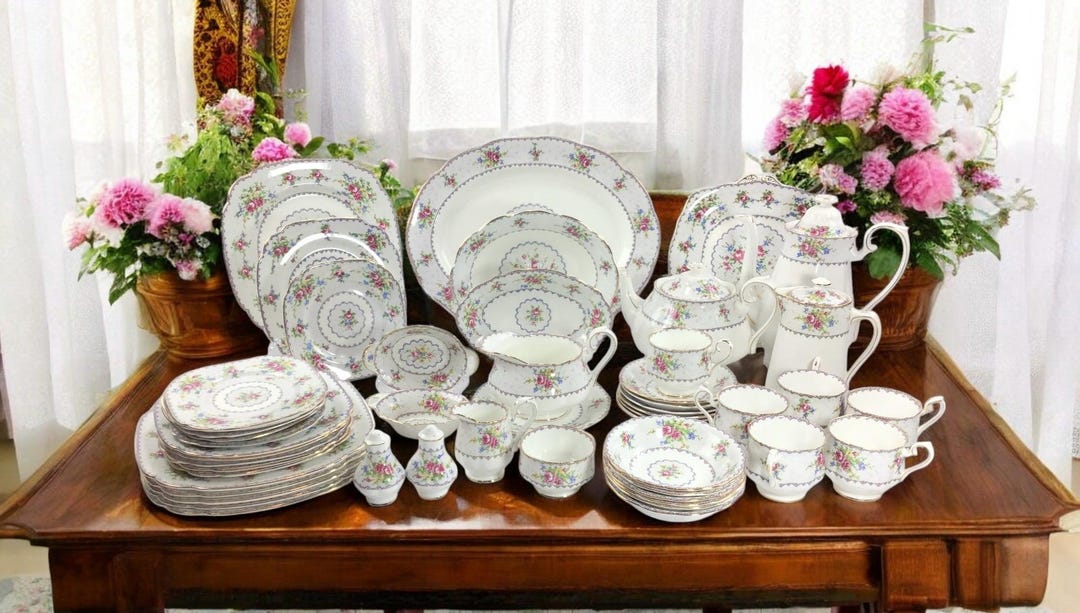 Vintage Royal Albert Petit Point Dinnerware Set - 54 Pieces - Etsy