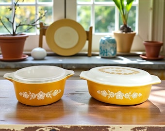 Vintage Pyrex Butterfly Gold Casserole Dish - Choice of 2