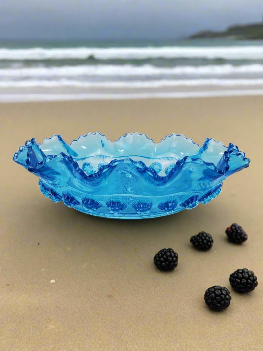 Prunt Vintage Davidson Blue Glass - Art Deco Blackberry Prunt Bowl - Etsy