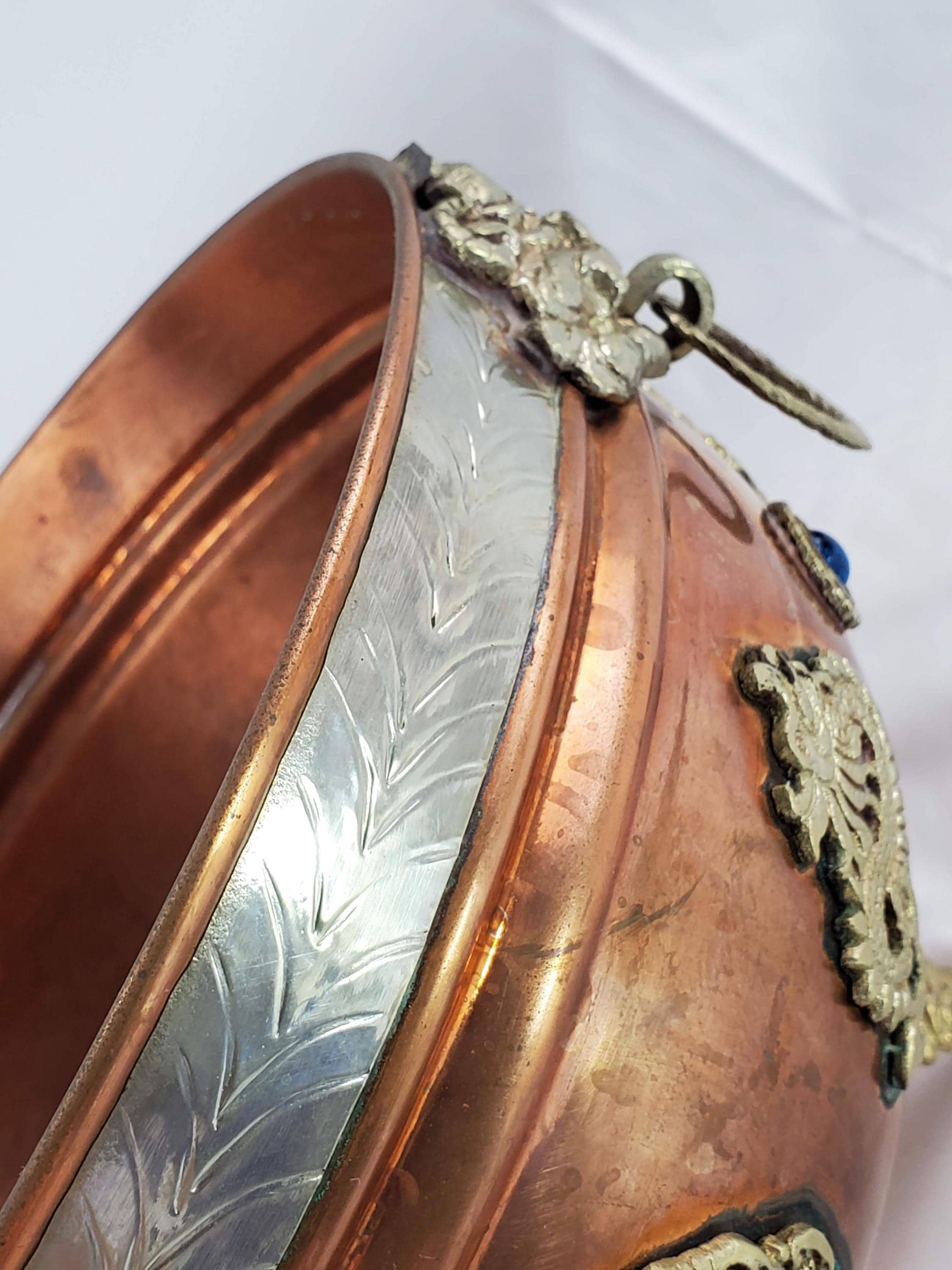 Vintage Large Copper Bowl Brass Footed With Dragon Motif - Etsy
