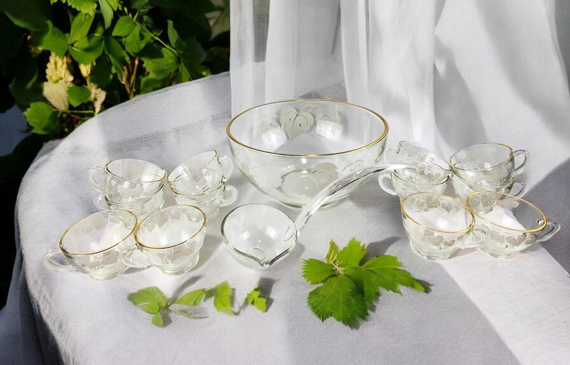 ヴィンテージ アンカーホッキング ホワイトグレープリーフモチーフ 12