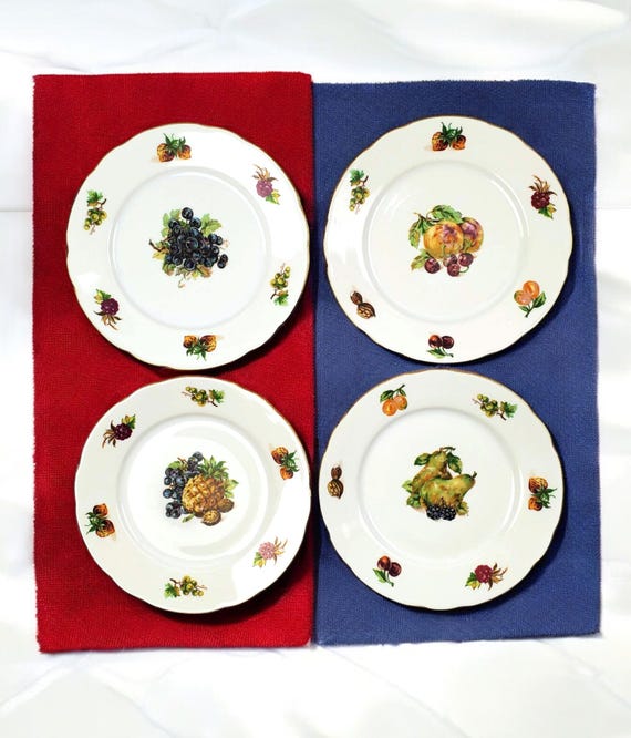 Vintage Czechoslovakia MZ Pottery Porcelain Fruit Motif Side