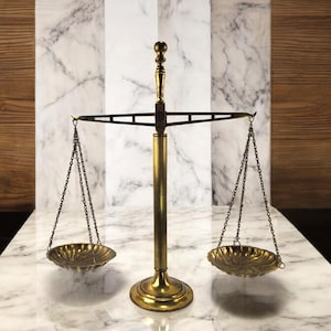 Vintage Patinated Brass Apothecary Balance Scales