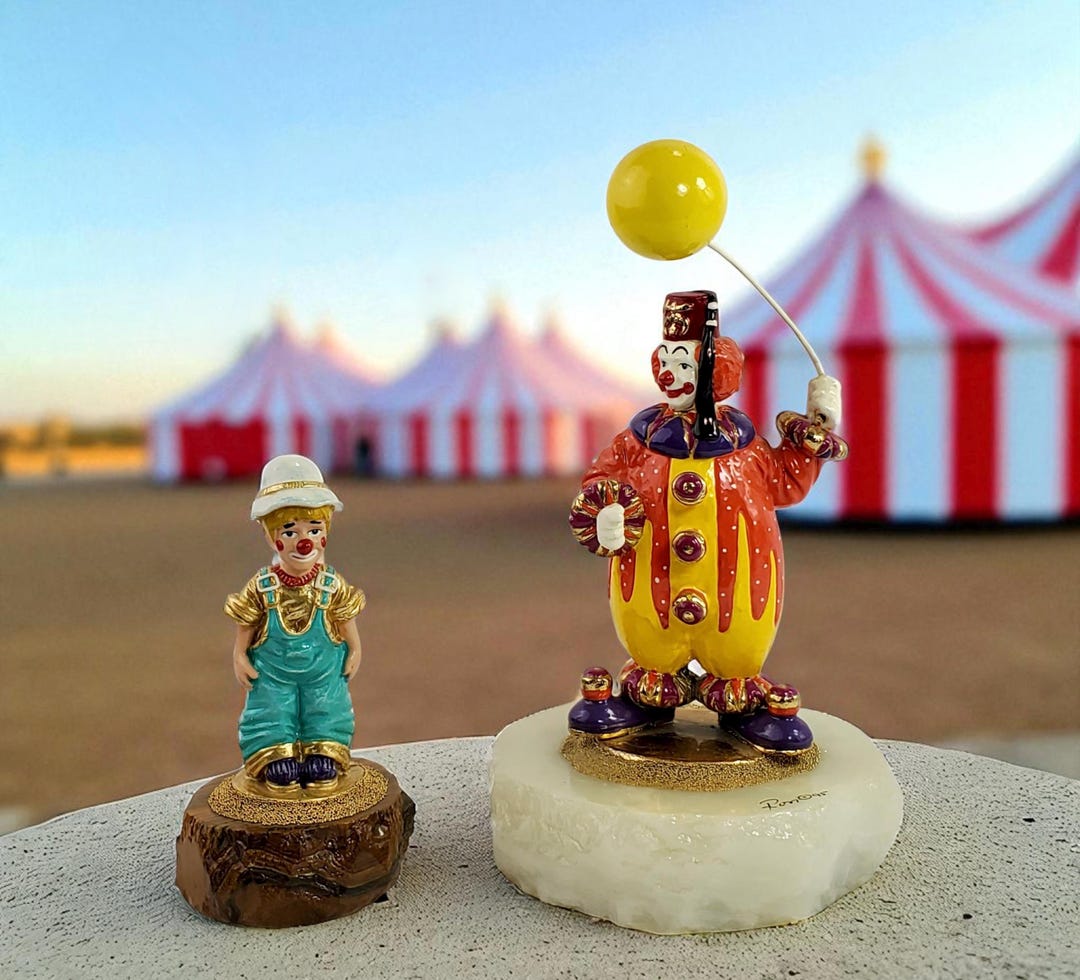 [178] ロン リー Ron Lee ノー フィッシング ピエロ 置物 Vintage Ron Lee Clown Figurine: Hand-painted Enamel & Onyx Base - Etsy