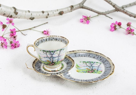 Vintage Royal Albert Silver Birch Tennis Sets/Teacup and Sandwich Trays