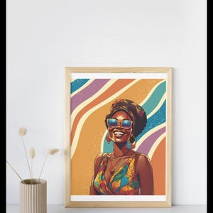Modern portrait in vibrant colors - Digital illustration for wall decoration. Graphic poster