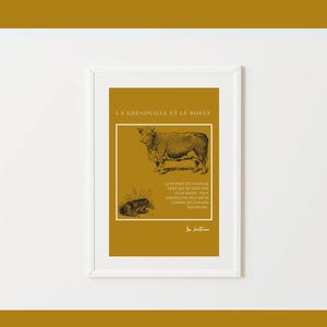 Quote. Artistic Posters of La Fontaine's Fables: Inspiring and Illustrated Morals sketch the Frog and the Ox