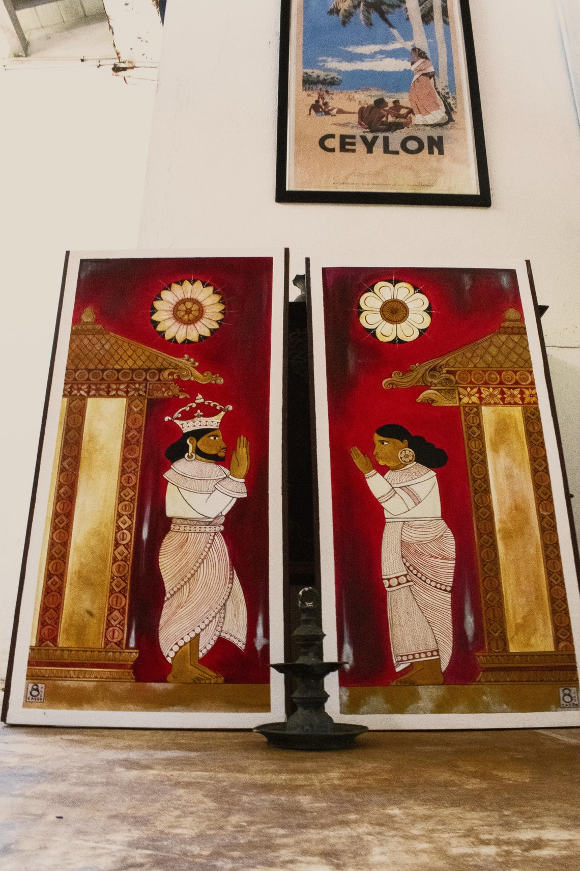 Original Sri Lankan Traditional Temple Art Canvas Etsy