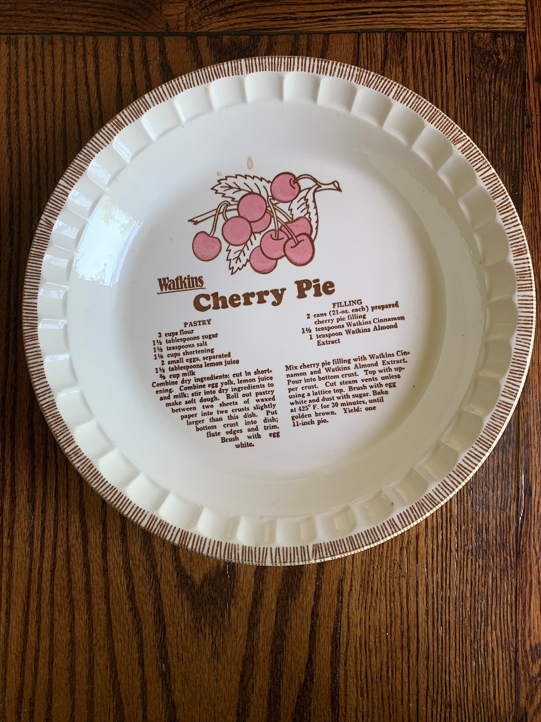 Vintage Watkins Cherry Pie Plate Etsy