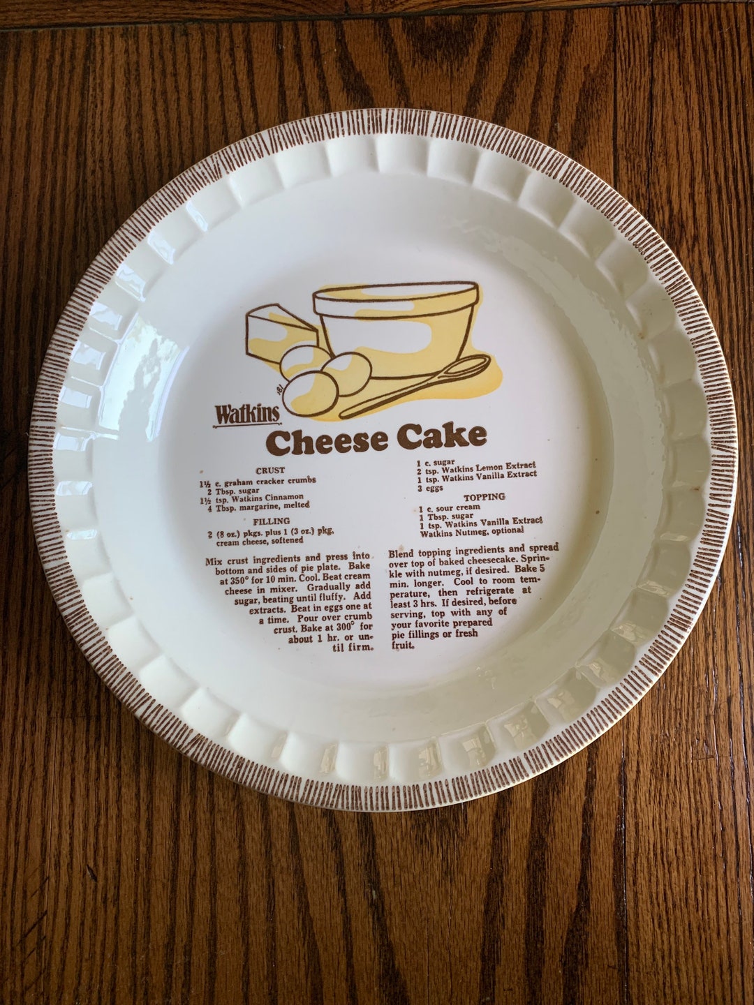 Vintage Watkins Cheesecake Pie Plate Etsy