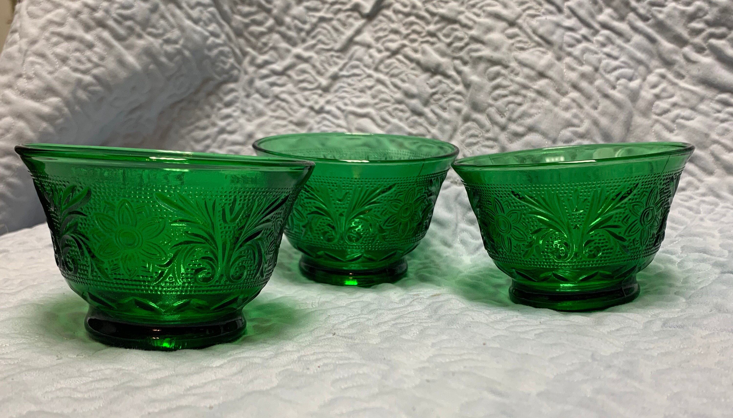 Anchor Hocking Forest Green Sandwich Glass Custard Cups Etsy