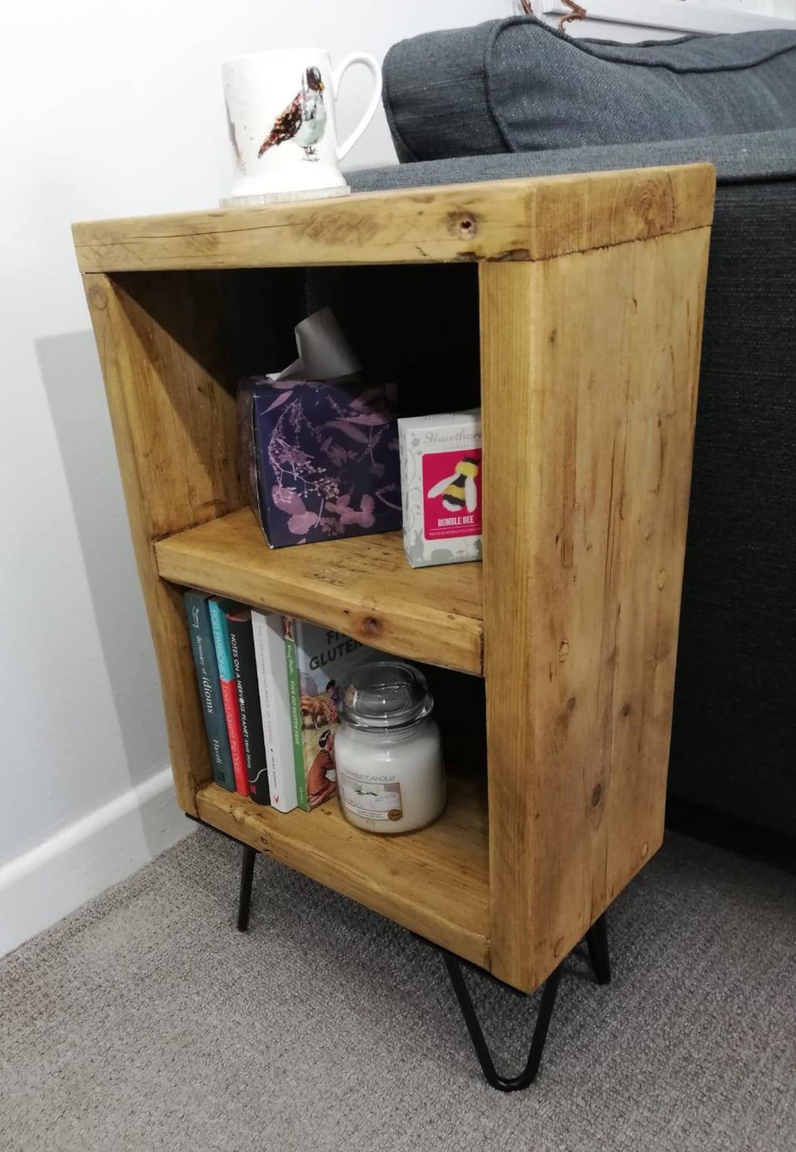 Small Rustic Reclaimed Bookshelf / Bedside Storage With Etsy UK