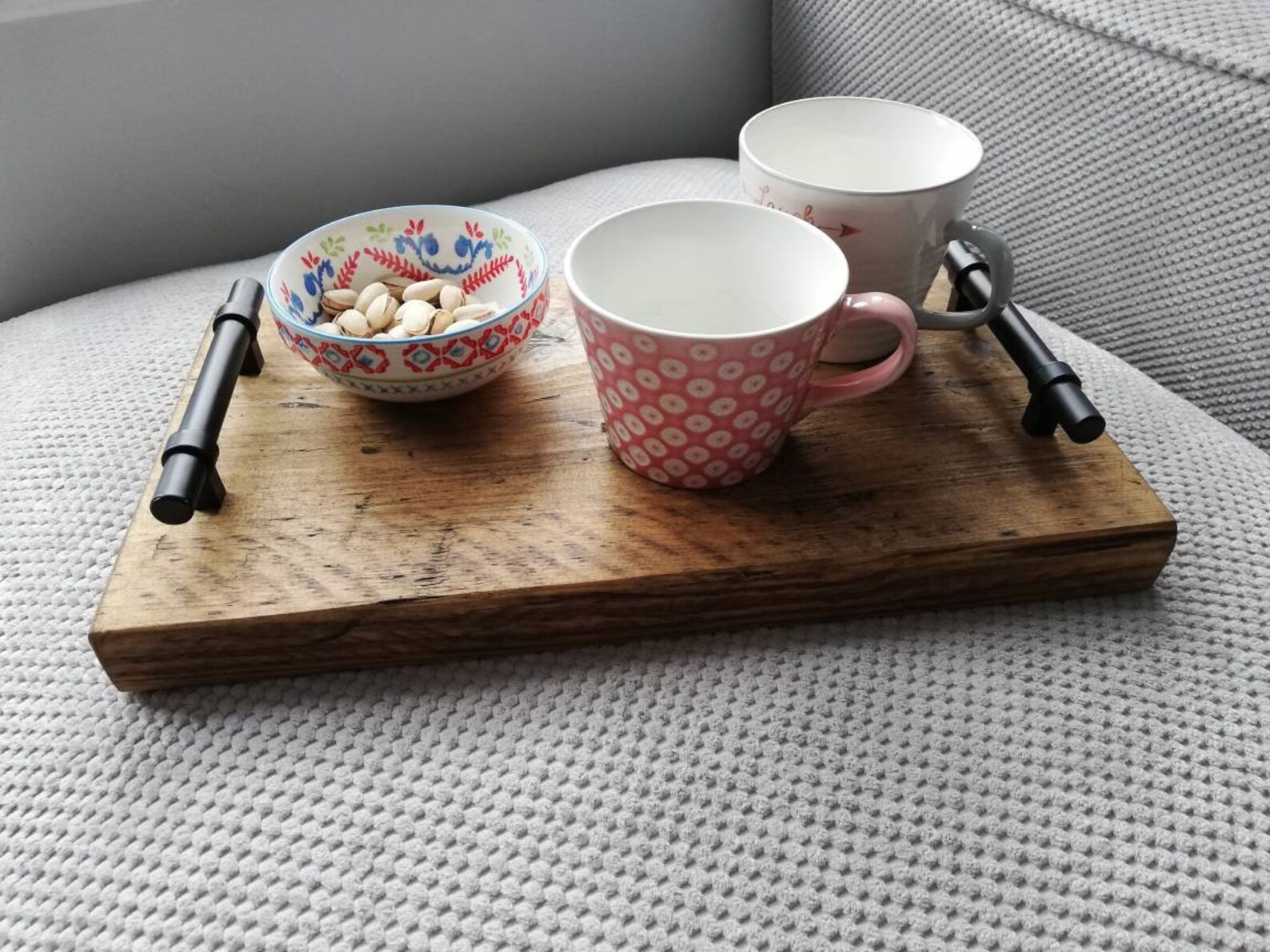 Rustic Reclaimed Wooden Tea Tray With Black Handles. Serving Etsy UK