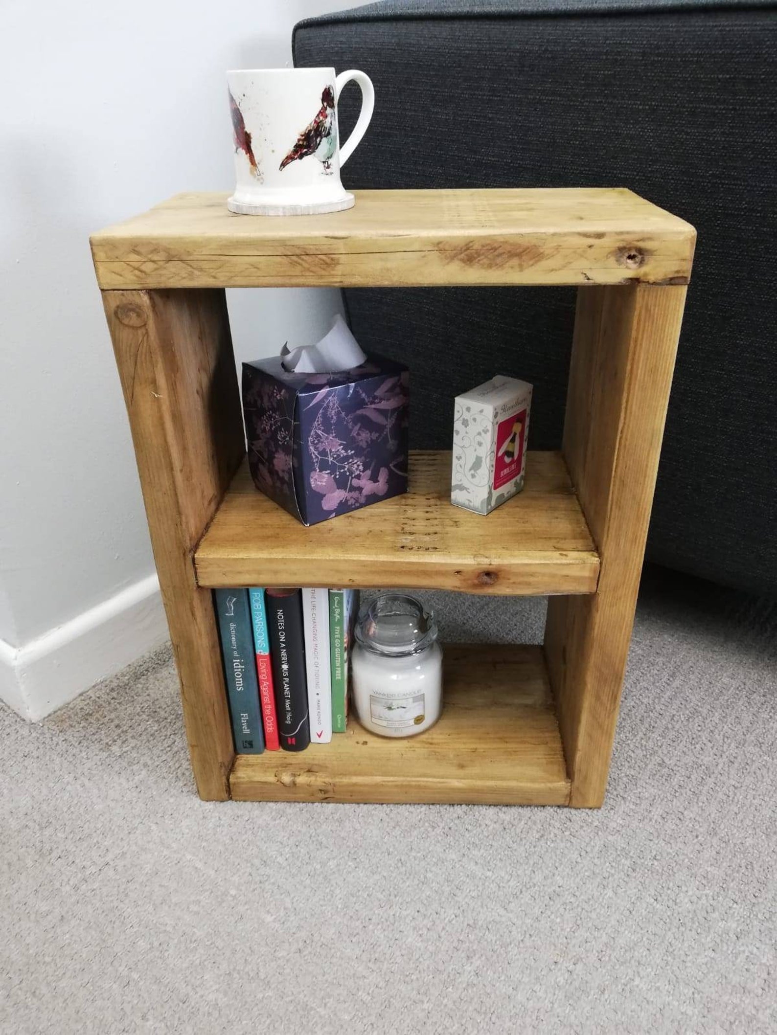 Small Rustic Reclaimed Bookshelf / Bedside Storage with Etsy