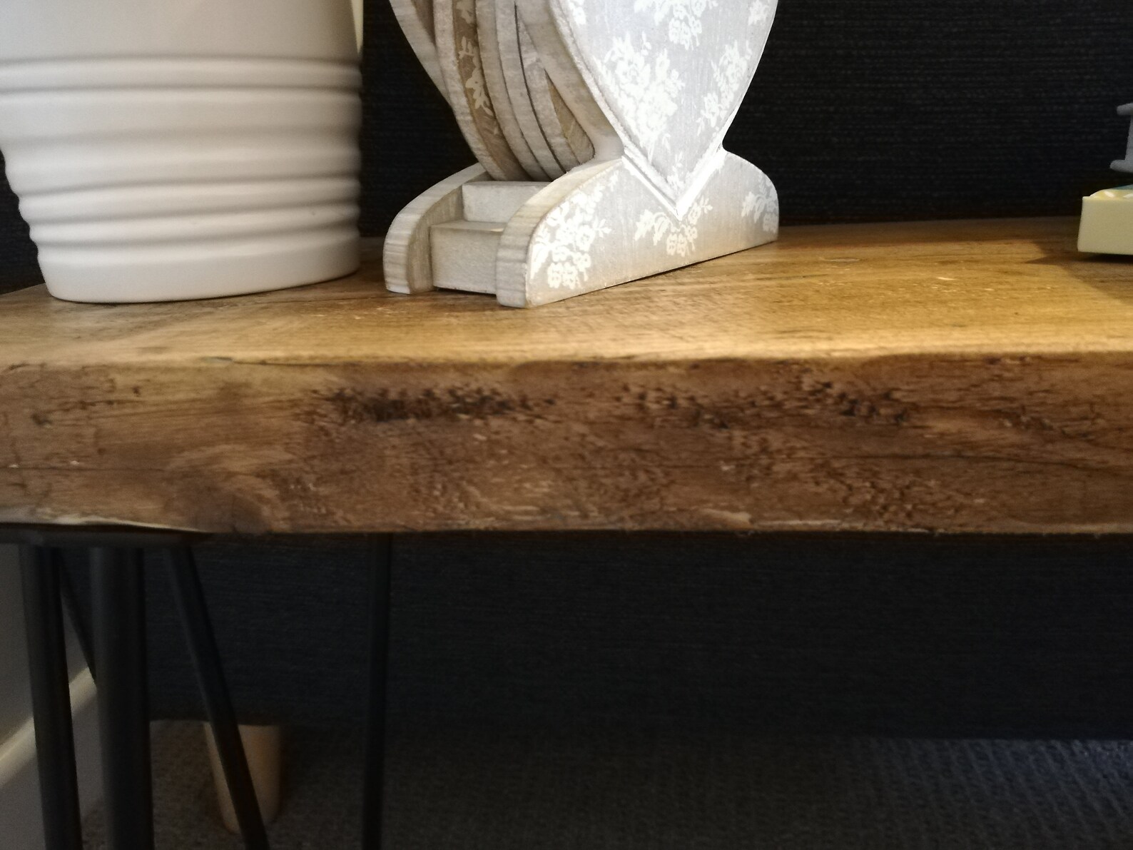 Rustic Solid Wood Side Coffee Table With Hairpin Legs. Etsy