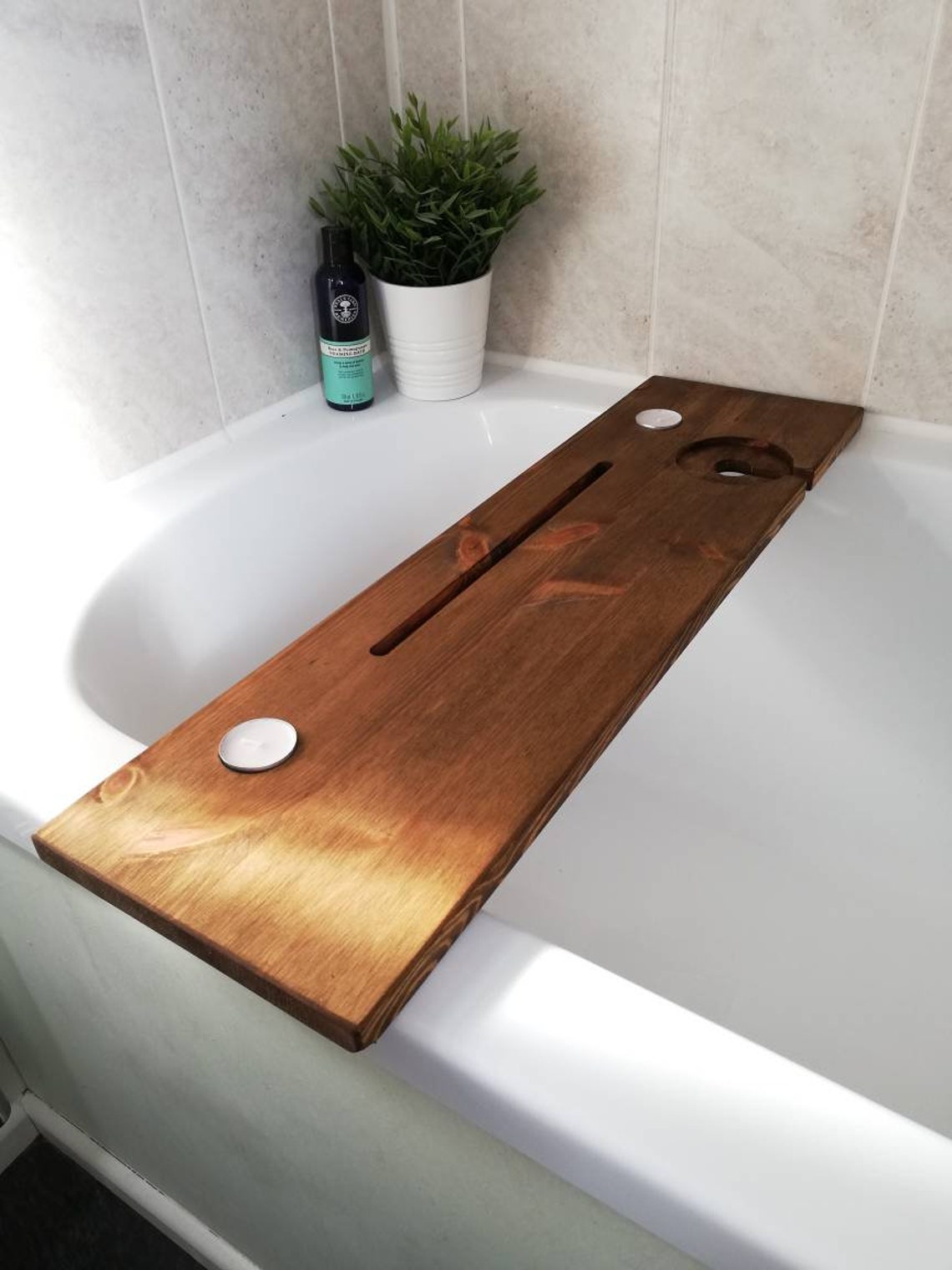 Wooden Bath Caddy. Bath Board. Bath Tray. Slimline. Handmade Etsy