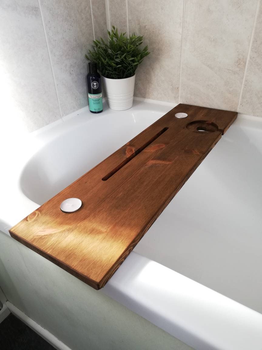 Wooden Bath Caddy. Bath Board. Bath Tray. Slimline. Handmade in Wales .  Christmas / Birthday Gift. Unique and Customisable. 